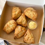Load image into Gallery viewer, Cheddar Chive Scones with Hot Honey Butter
